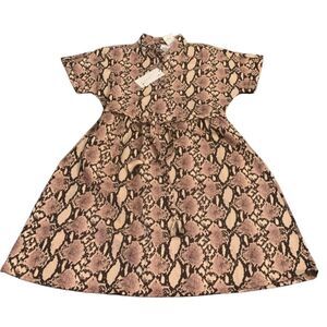 Snakeskin Print Button Down Dress